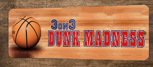 3 on 3 Dunk Madness Arcade Video Game 3x12 Metal Wall Sign Marquee Banner Poster