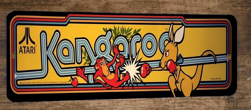 Kangaroo Arcade 3x12  Metal Wall Video Game Sign Poster