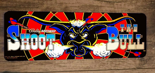 Shoot The Bull Arcade Marquee 3x12 Metal Wall Sign Poster Video Game