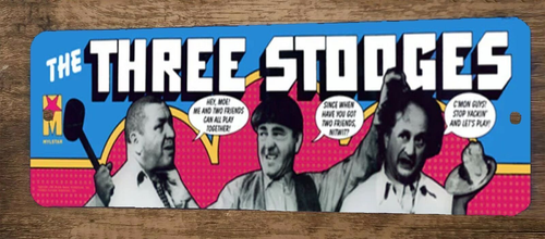 3 Stooges Arcade Video Game 3x12 Metal Wall Sign Marquee Banner Poster
