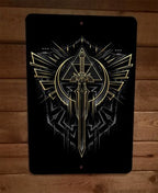 The Hero Links Sword and Shield Metal Wall Sign Poster for Zelda Video Game, 8x12 Inches