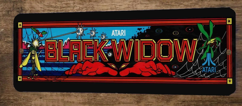 Black Widow Arcade 3x12 Metal Wall Video Game Marquee Banner Sign