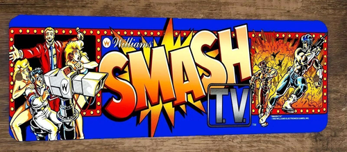 Smash TV Arcade 3x12 Metal Wall Video Game Marquee Banner Sign