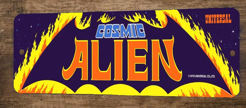 Cosmic Alien Arcade 3x12  Metal Wall Video Game Marquee Banner Sign