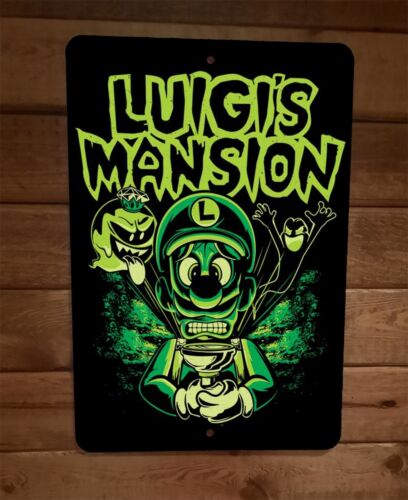 Luigi's Mansion 8x12 Inch Metal Wall Sign Video Game Mario Bros Poster