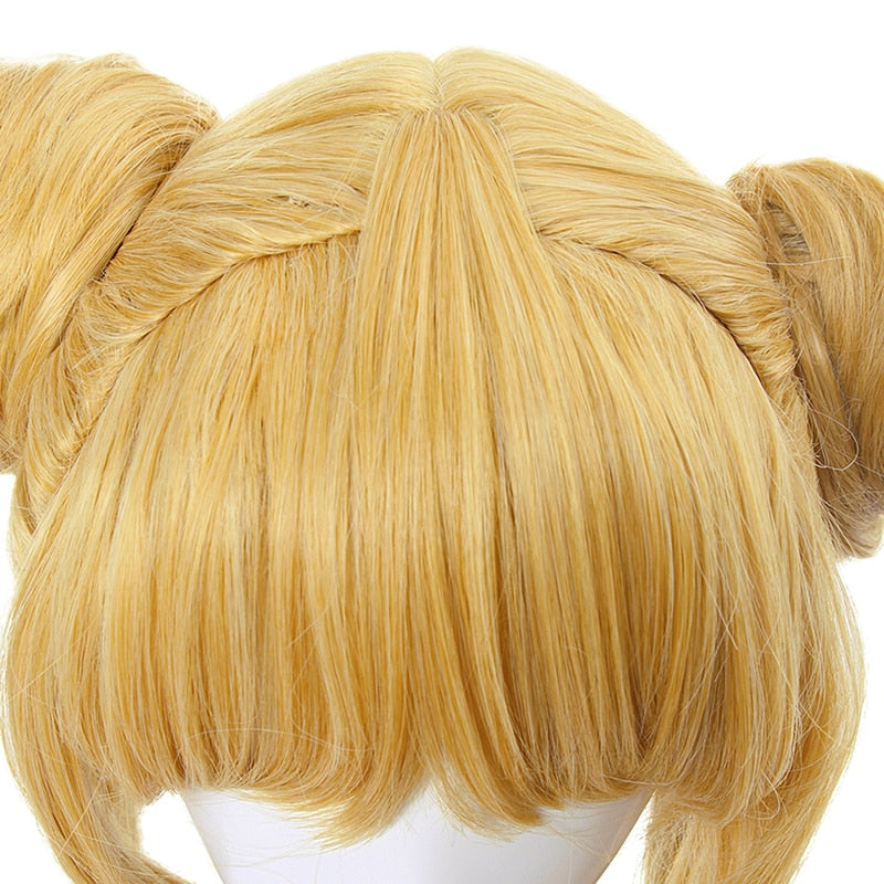 Sailor Moon Cosplay Wigs Super Long Blonde Wigs with Buns Heat Resistant Synthetic Hair Cosplay Wig Halloween