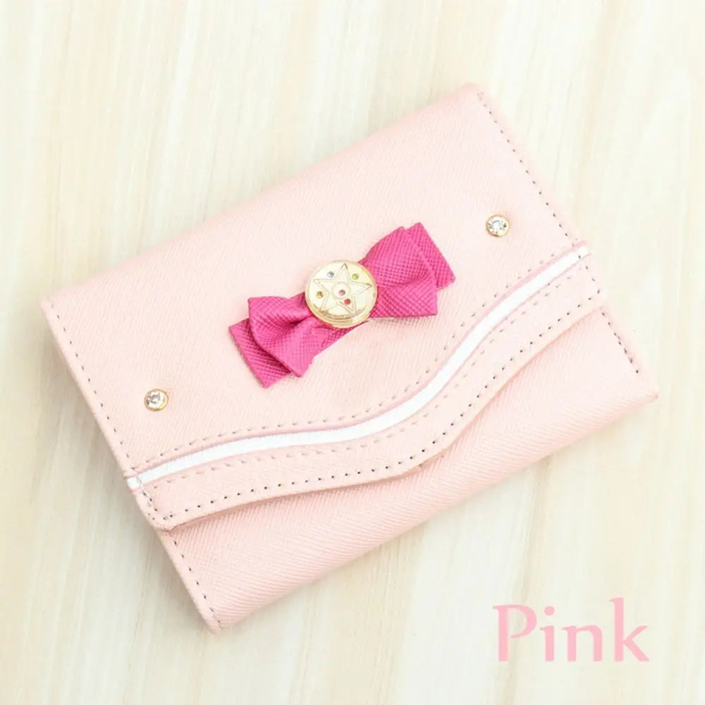 Sailor Moon Wallet Purse Candy Color Bow Knot Women Fashion Clutch Bag PU Leather Card Coin Purse