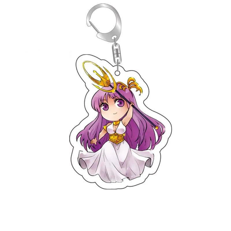 Saint Saori Kido Shiryu Hyoga Ikki Shun Key Chains Keychain Cosplay Acrylic Pendant Keyring Christmas Gift Prop