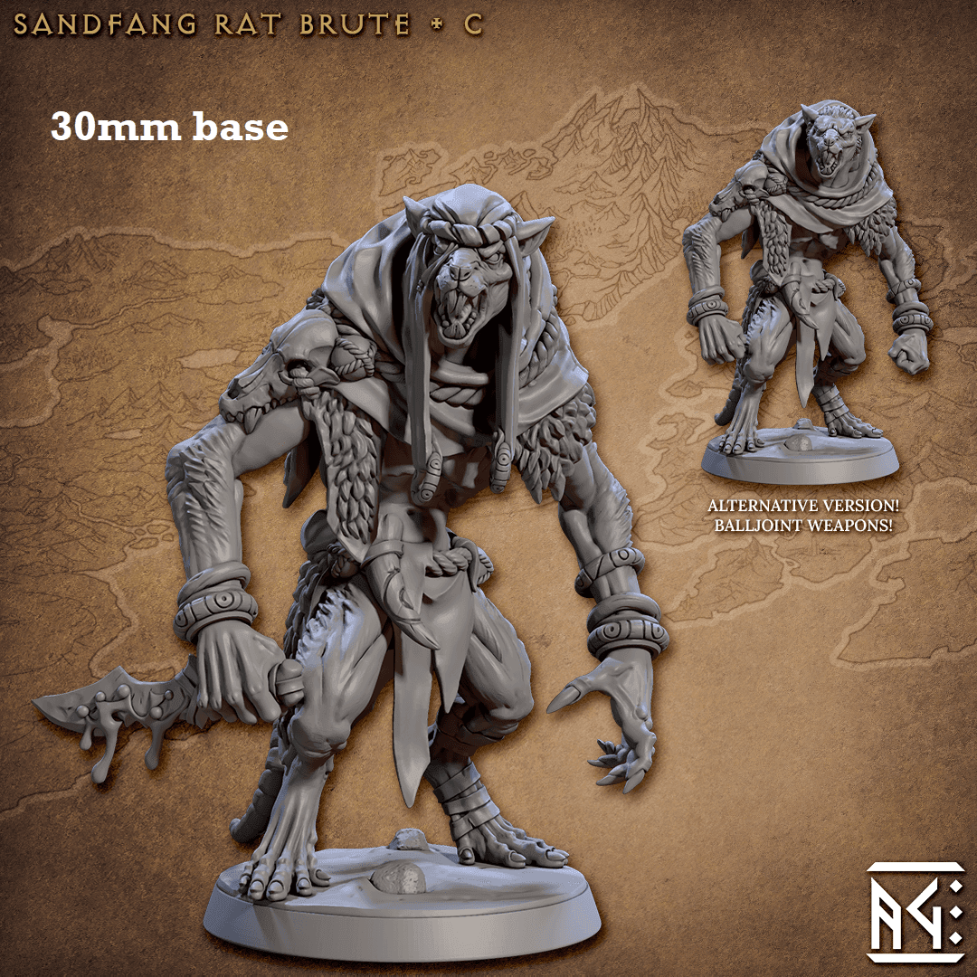 Sandfang Rat Brute: Sculpt C (Male Ratkin Fighter) - Hat / Venom Dagger