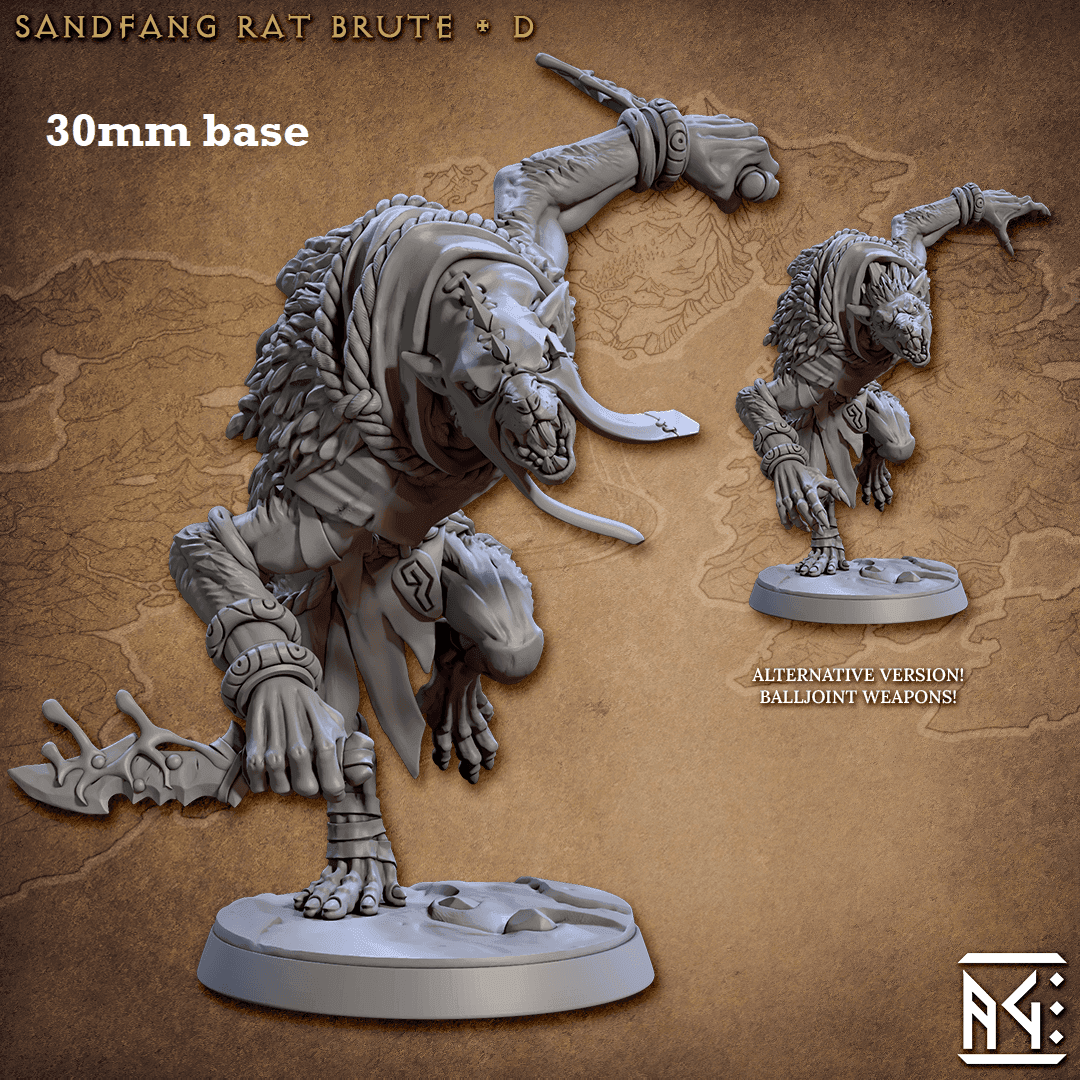 Sandfang Rat Brute: Sculpt D (Male Ratkin Assassin) - Hood / Venom Dagger / Venom Dagger