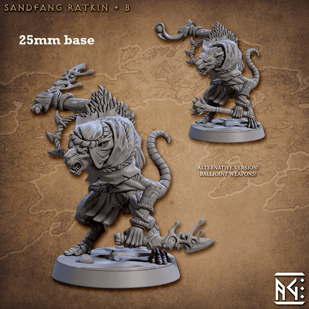 Sandfang Ratkin: Sculpt B (Male Ratkin Assassin) - Hat / Venom Dagger / Venom Dagger