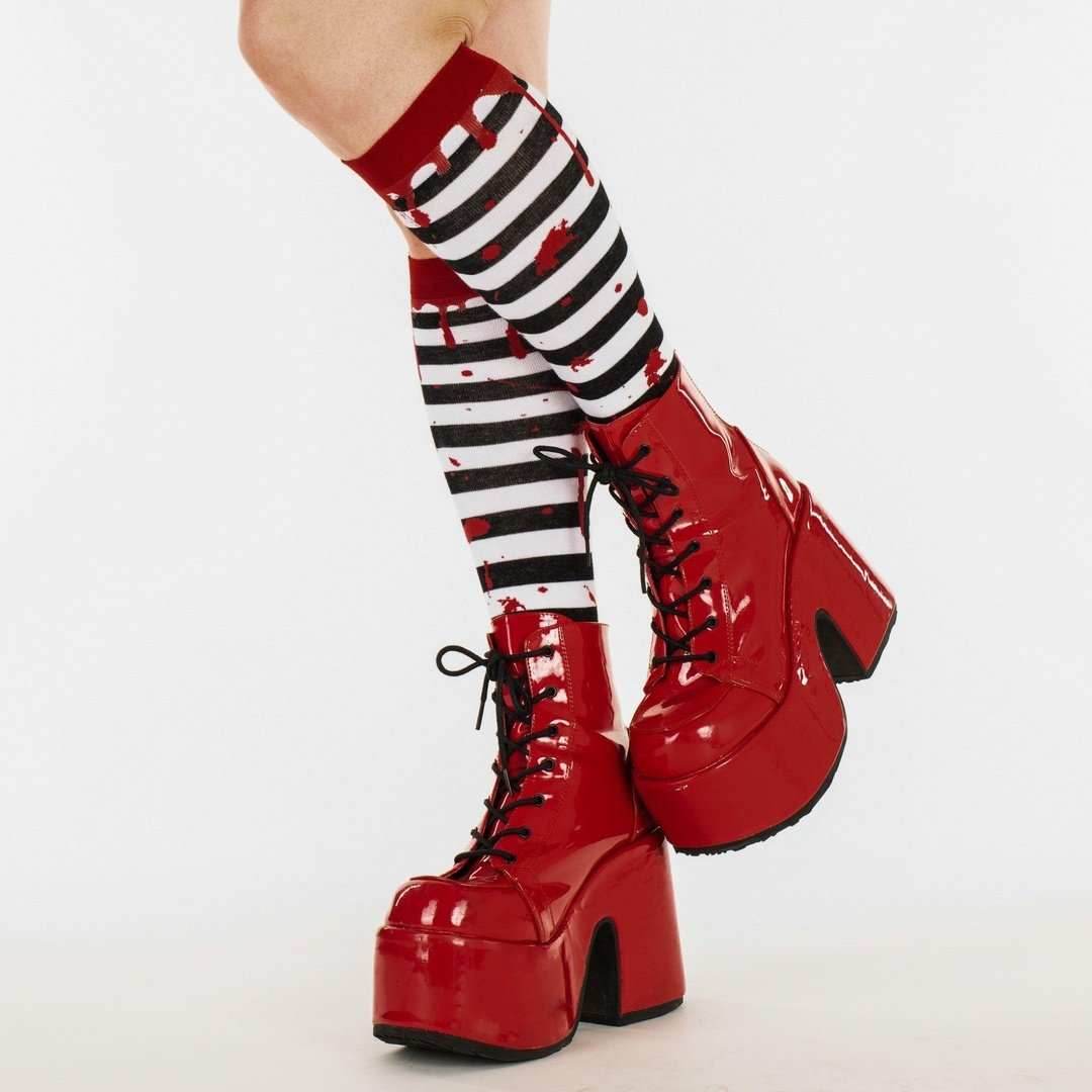 Sanguine Stripes Blood Spatter Knee High Socks - 