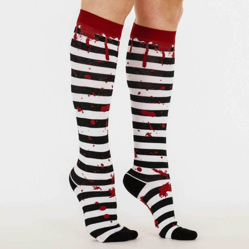 Sanguine Stripes Blood Spatter Knee High Socks - 