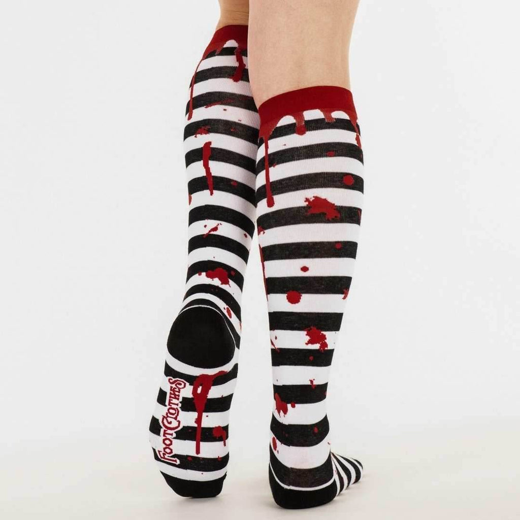 Sanguine Stripes Blood Spatter Knee High Socks - 
