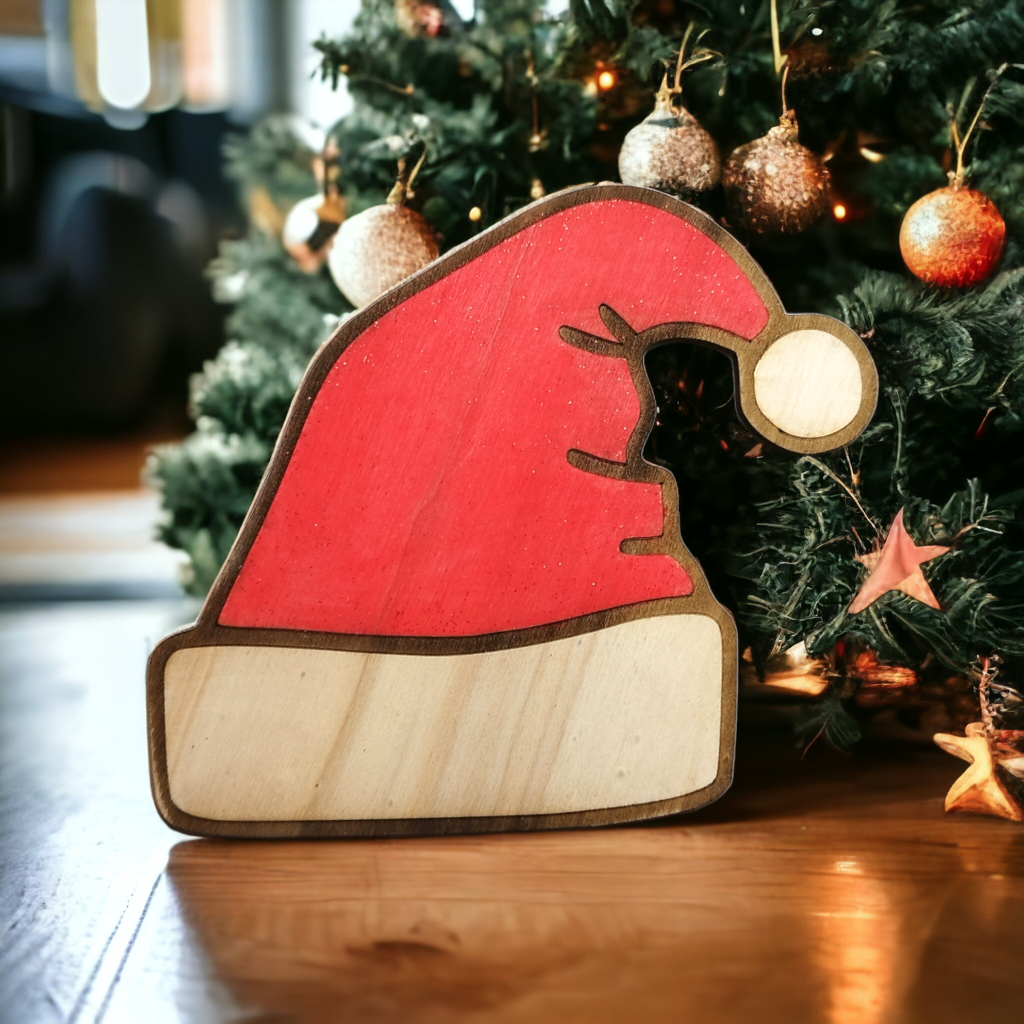 Santa Hat Wooden Christmas Decoration