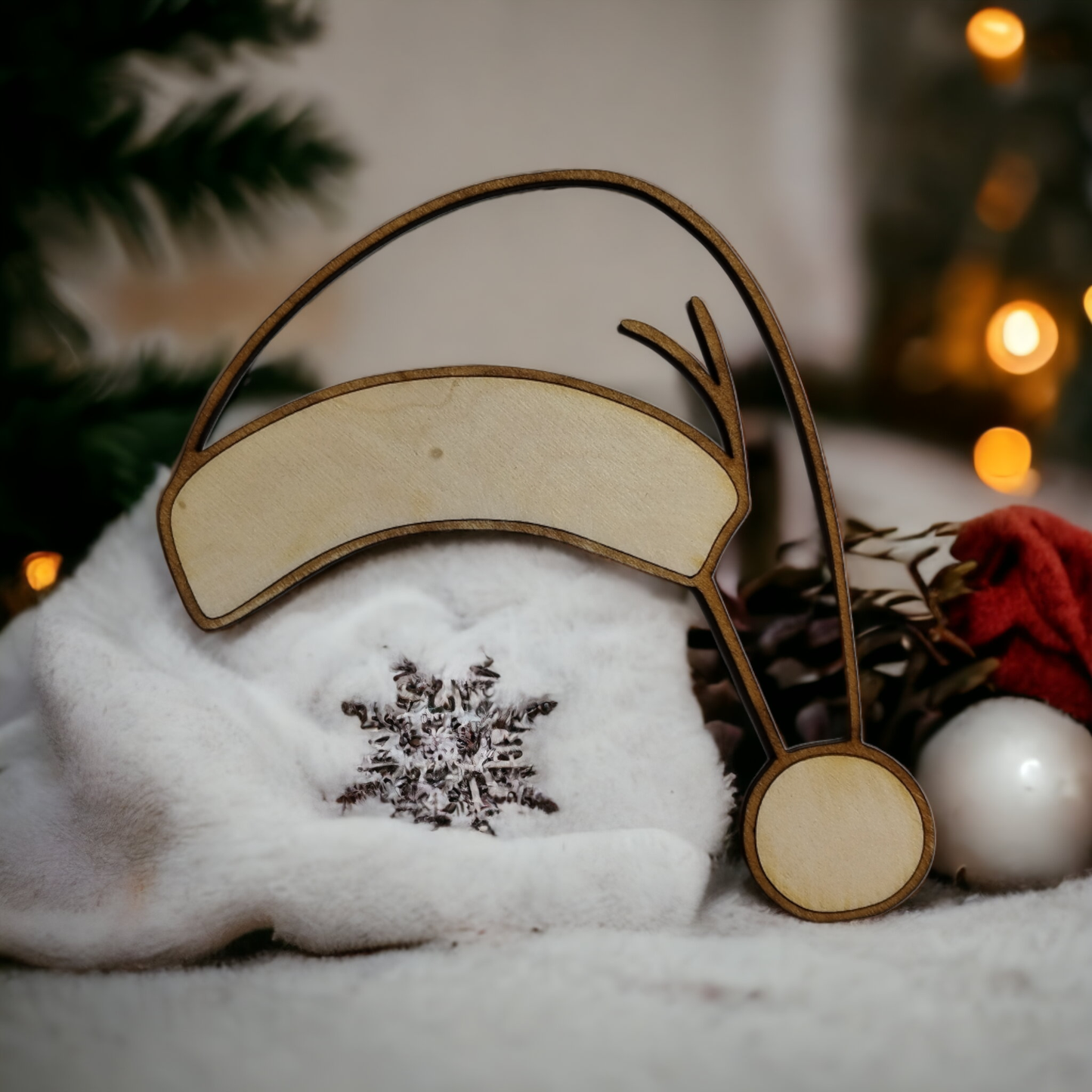 Santa Hat Wooden Christmas Decoration