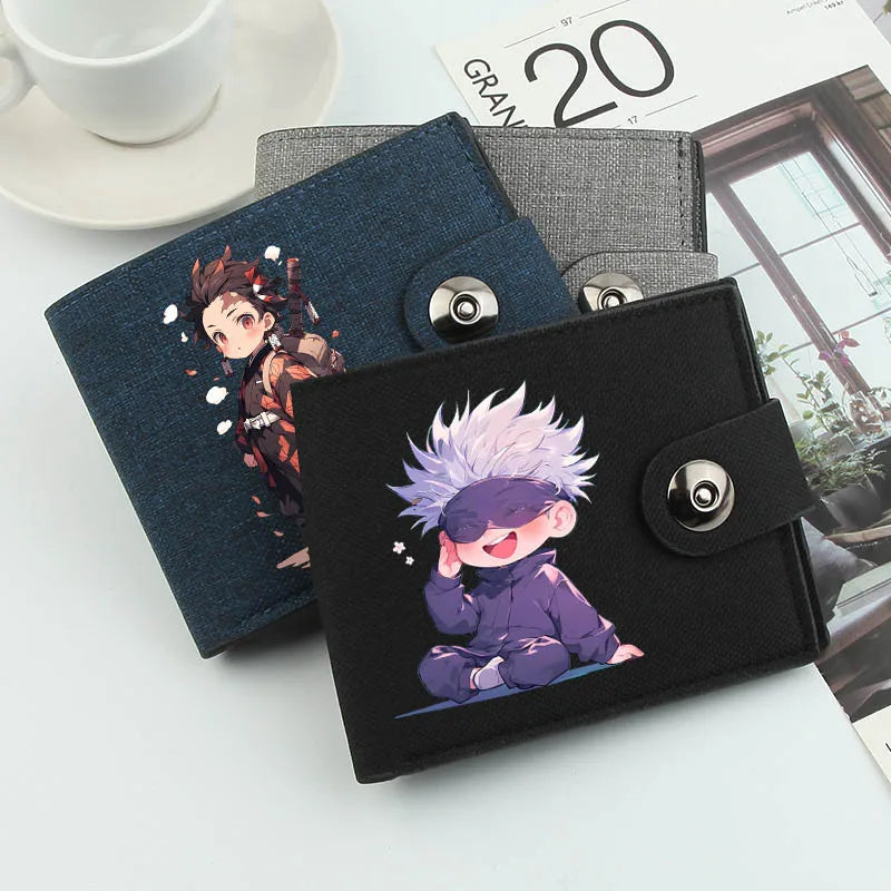 Satoru Gojo Wallet Large Capacity Japanese Anime Wallet men's Cartoon Money Clip PU Leather Purse for Credit Cards Bag Holder