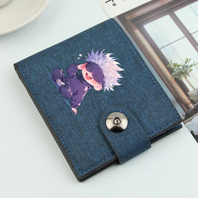 Satoru Gojo Wallet Large Capacity Japanese Anime Wallet men's Cartoon Money Clip PU Leather Purse for Credit Cards Bag Holder