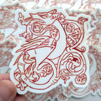 Ancient Nordic Dragon Ornamental Sticker - Vintage Scandinavian Art Decal