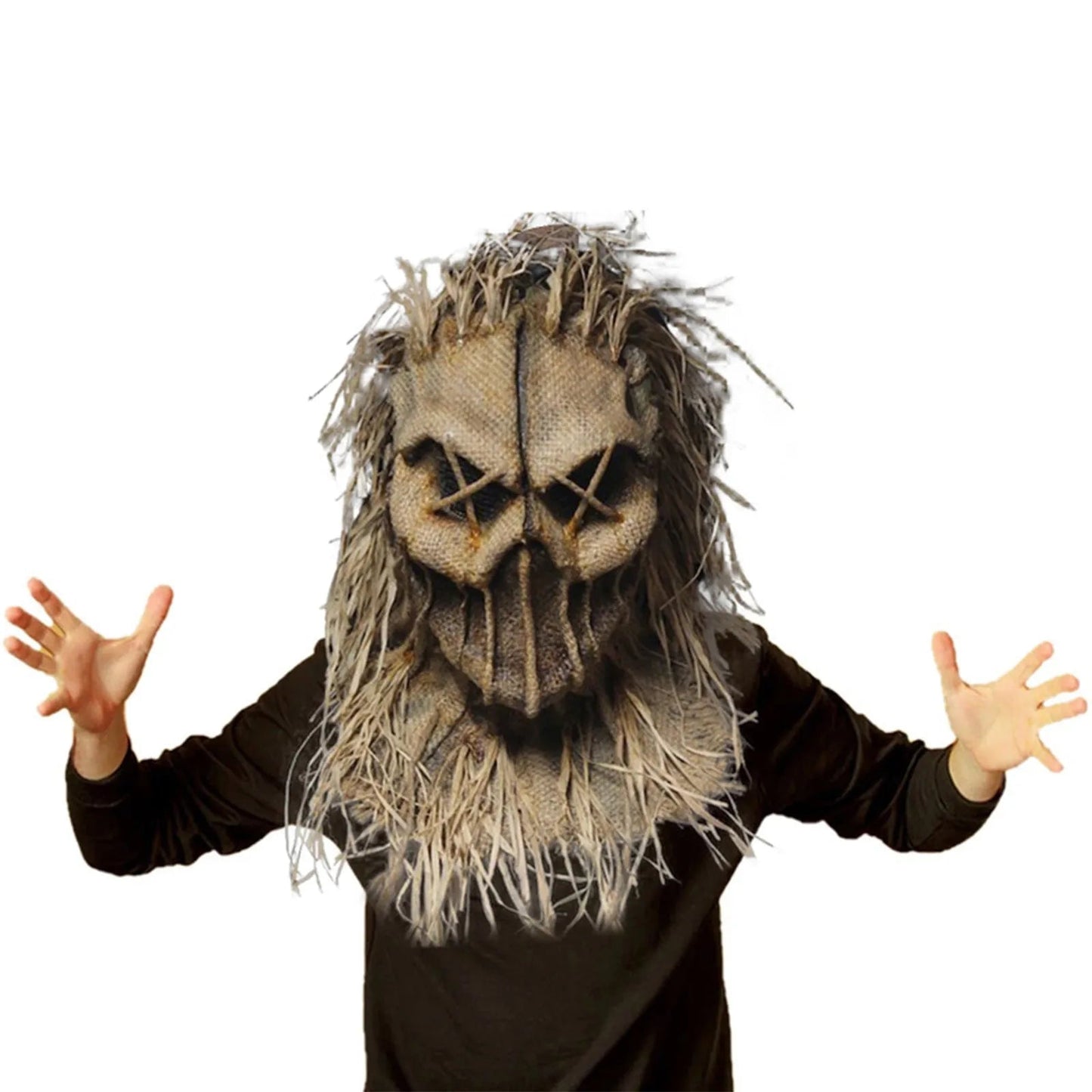 Scarecrow Mask Horror Halloween Mask Creative Gift Cosplay Mask Movable Jaw Full Head Skull Mask Horror Helmet