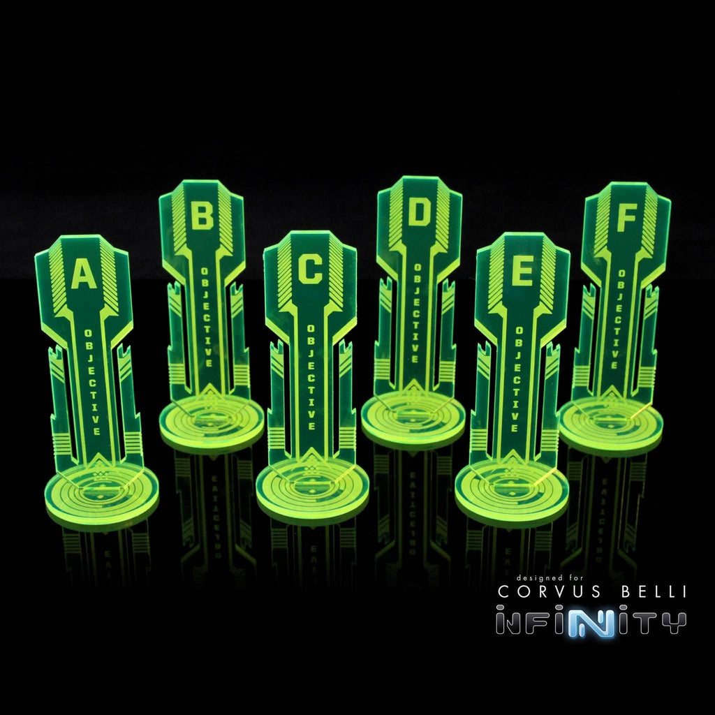 Acrylic Sci Fi Objectives 6 Pack - Fluorescent Green / Alpha