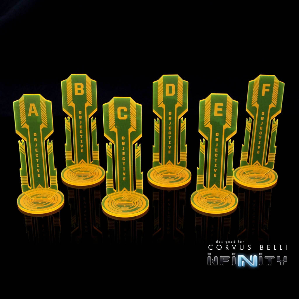 Acrylic Sci Fi Objectives 6 Pack - Fluorescent Yellow / Alpha