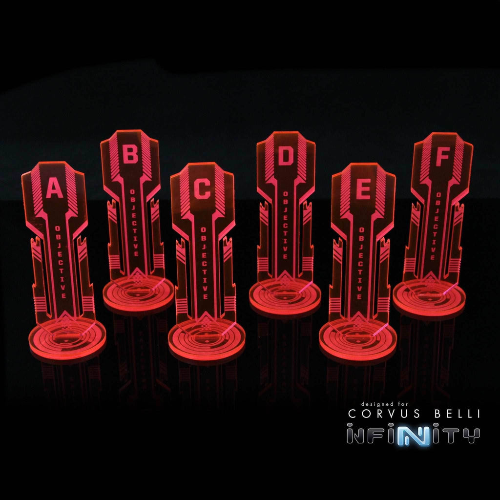 Acrylic Sci Fi Objectives 6 Pack - Fluorescent Red / Alpha