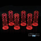 Acrylic Sci Fi Objectives 6 Pack - Fluorescent Red / Alpha