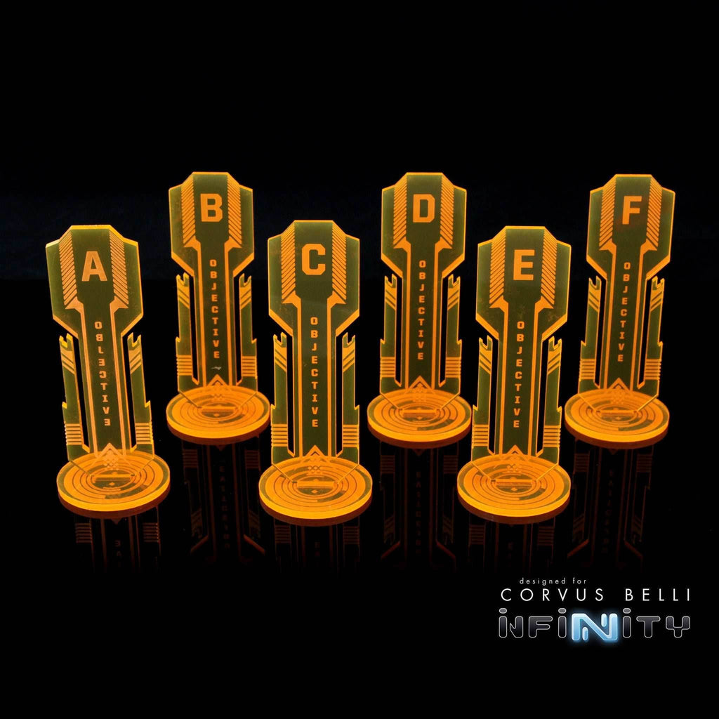 Acrylic Sci Fi Objectives 6 Pack - Fluorescent Orange / Alpha