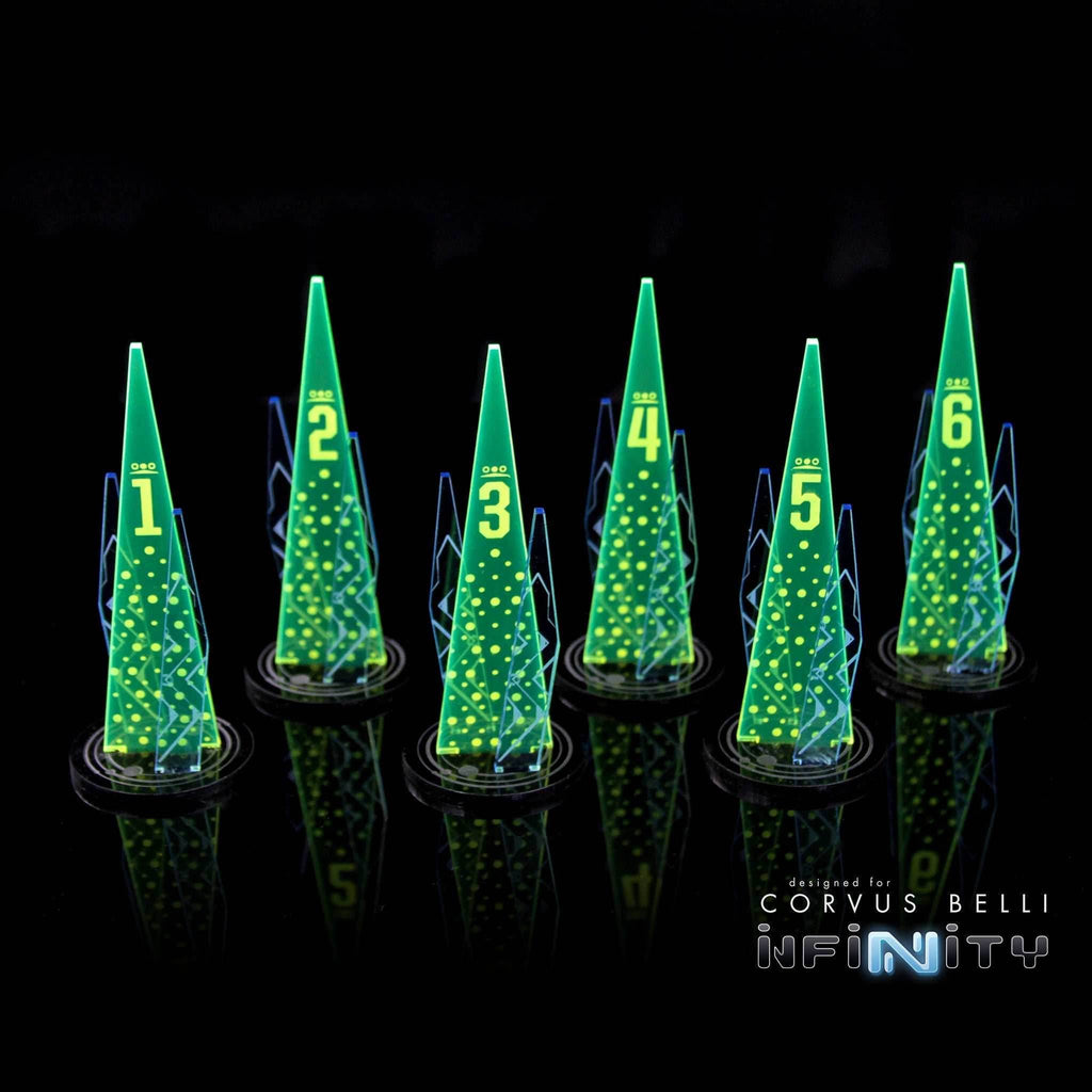 Acrylic Sci Fi Objectives 6 Pack - Fluorescent Blue / Numeric