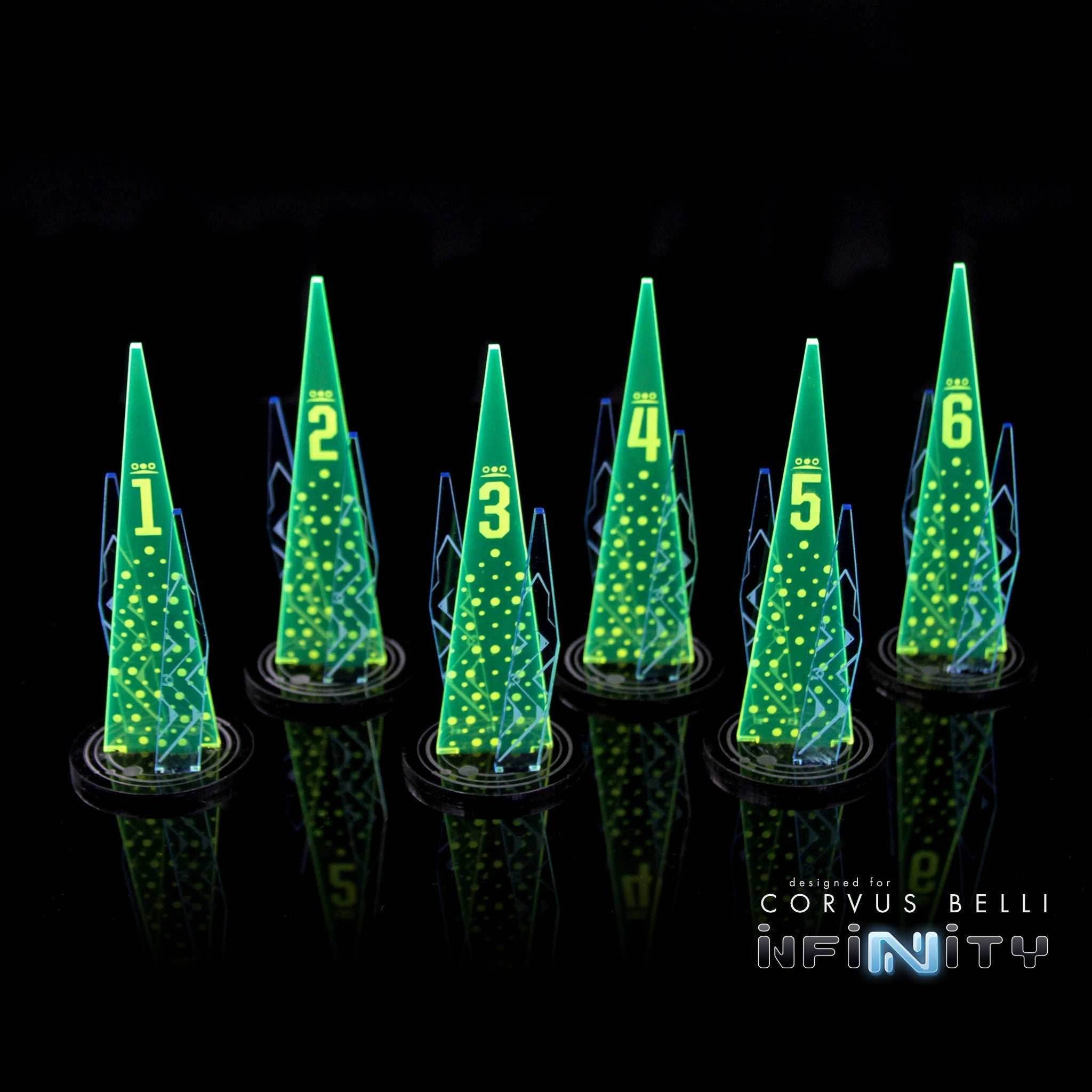Acrylic Sci Fi Objectives 6 Pack - Fluorescent Blue / Numeric