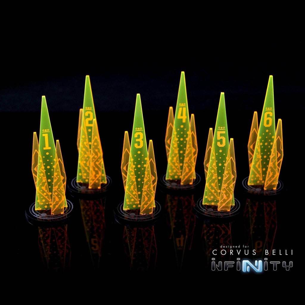 Acrylic Sci Fi Objectives 6 Pack - Fluorescent Orange / Numeric