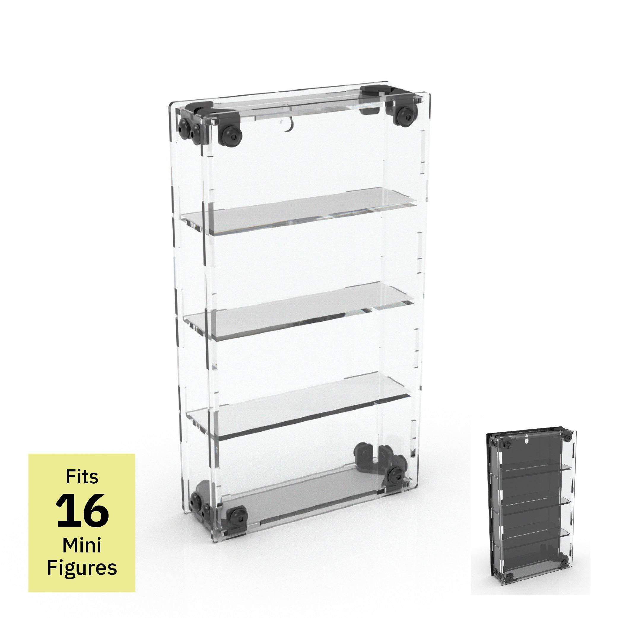 16 Miniature Figure Display Case - Black / UV Blocking