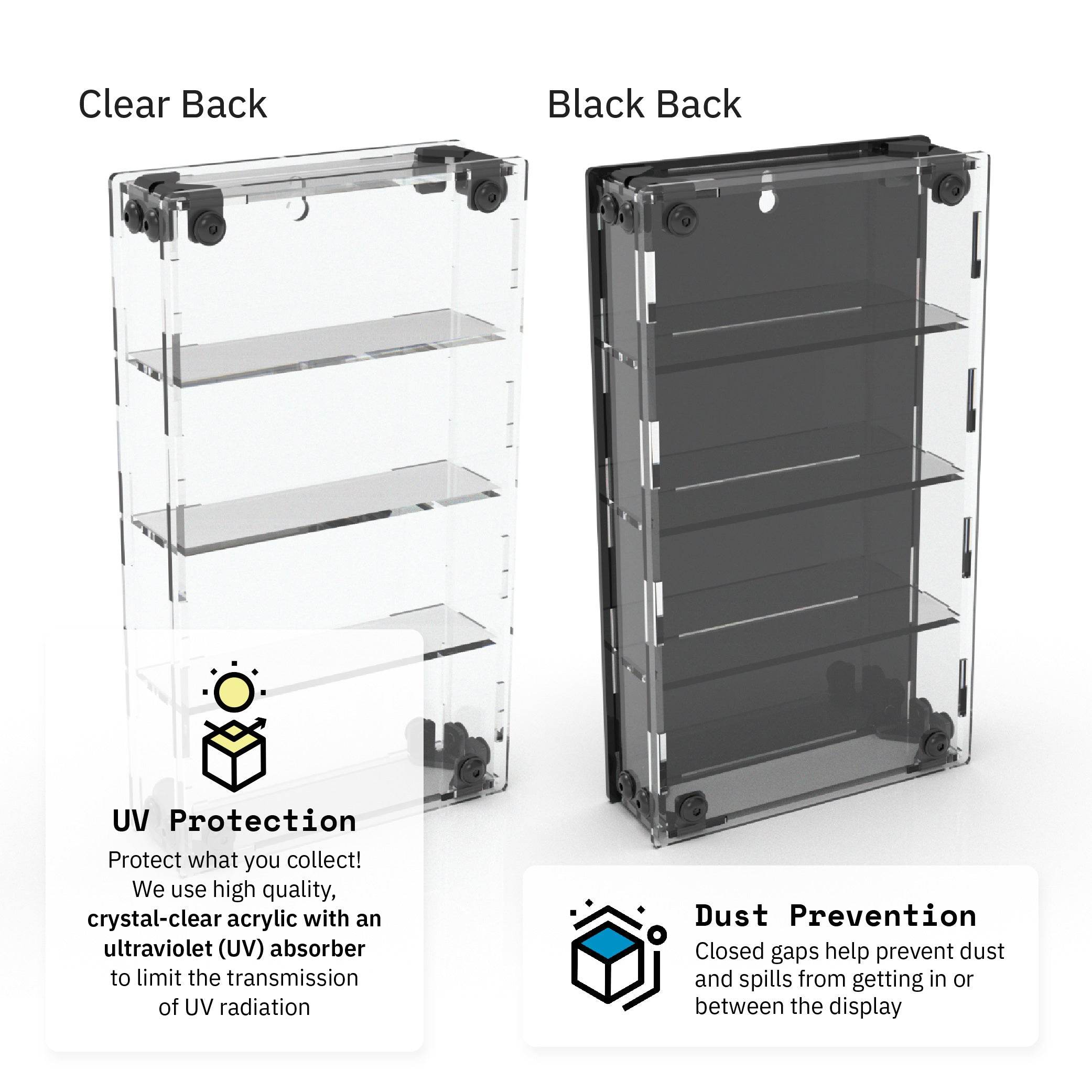 16 Miniature Figure Display Case - Black / UV Blocking