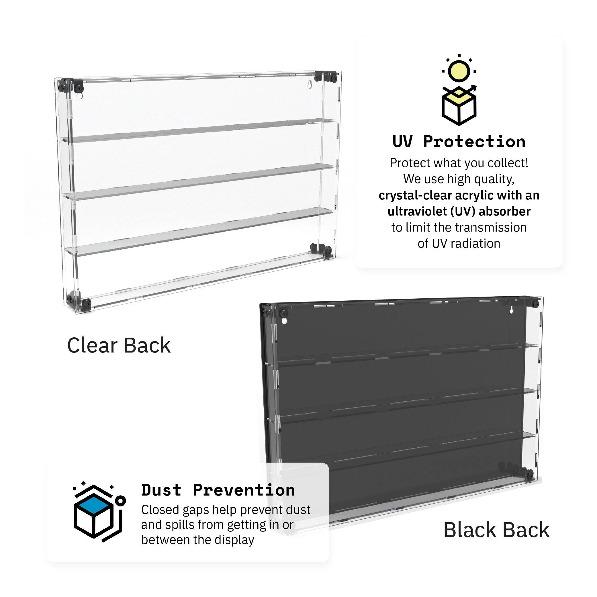 56 Miniature Figure Display Case (Tall Fig Friendly) - Black / UV Blocking