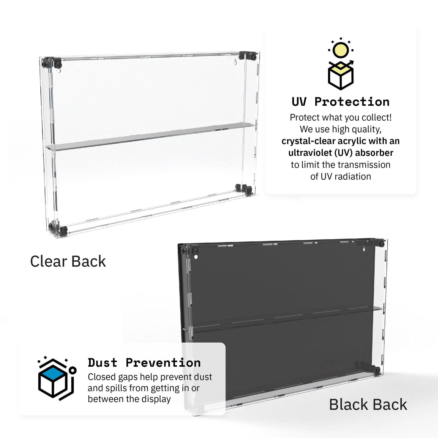 2-Shelf Mini Figure Polybag Display Case - Black / UV Blocking