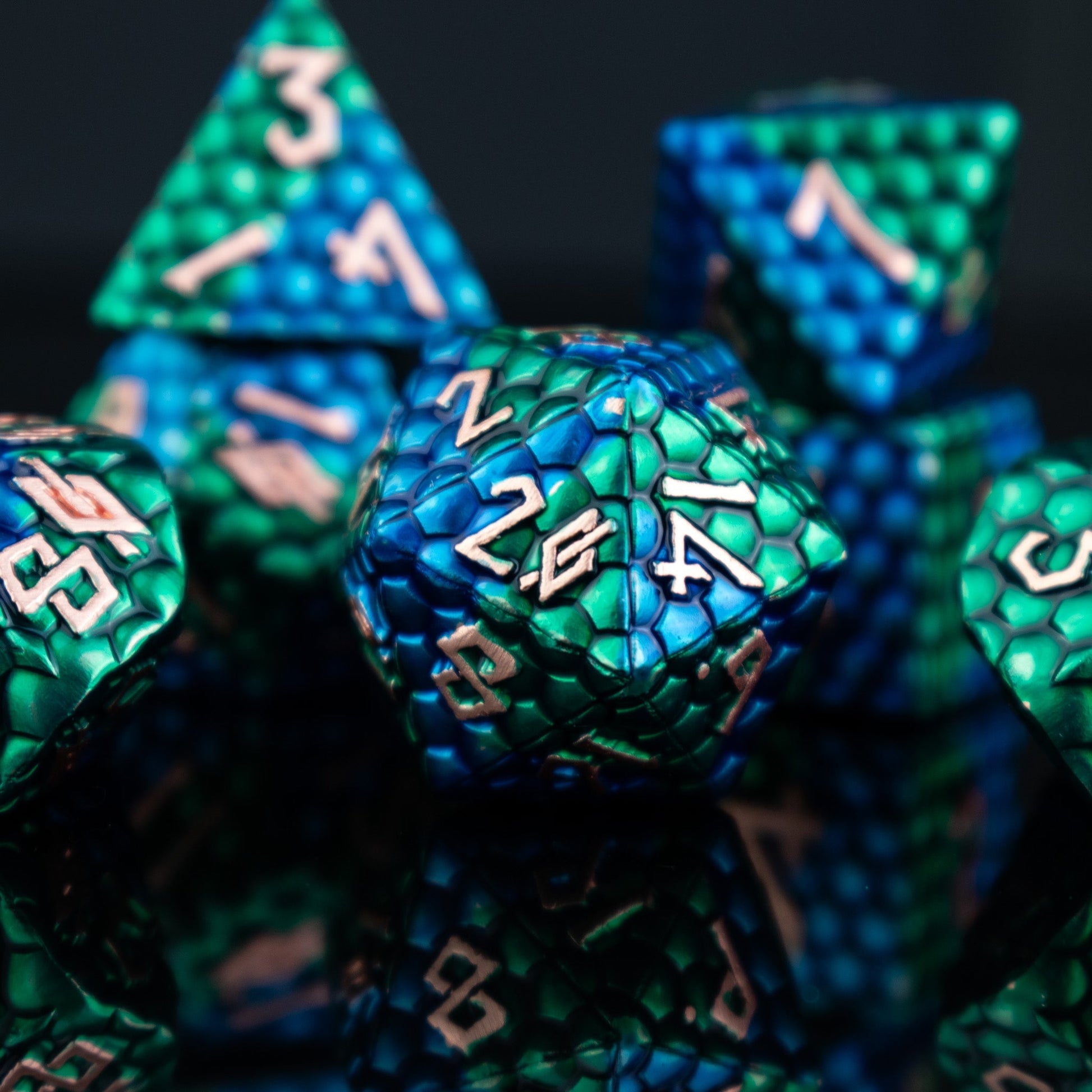 Sea Serpent Dragon's Egg Metal Dice Set