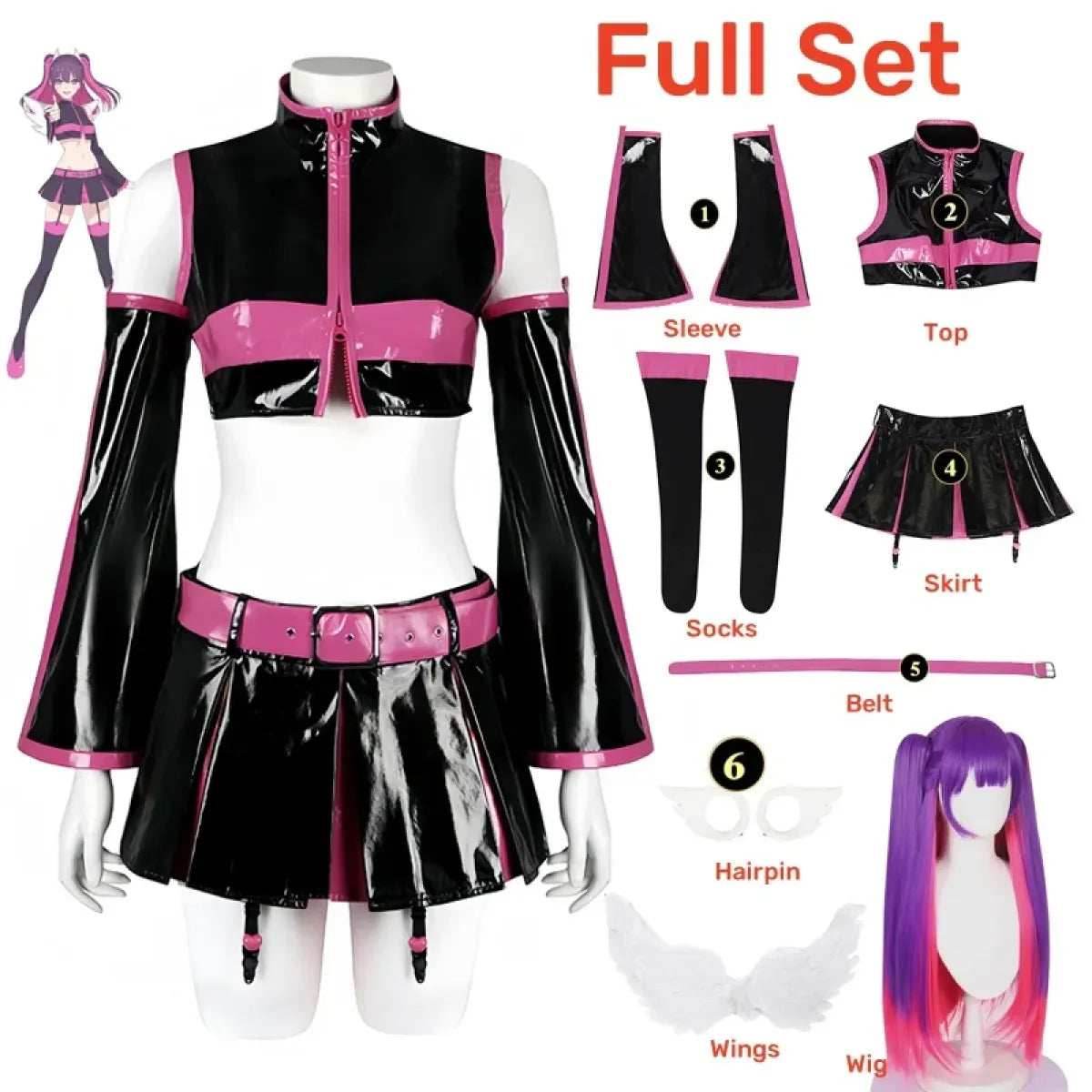 2.5D Seduction Miriella Cosplay Costume with Wings – Full Set - XS / Cos wig and Wings
