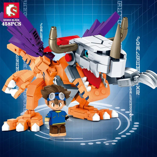 SEMBO BLOCK Building Blocks Digimon Adventure Anime Garuru Mon Zudomon War Greymon Model Splicing Educational Toys Birthday Gift