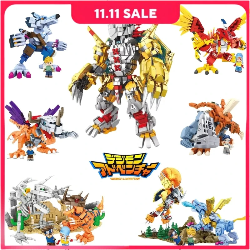 SEMBO BLOCK Digimon Adventure Anime Block Action Doll Model Garudamon Metal Greymon Children's Model Puzzle Toy Birthday Gift