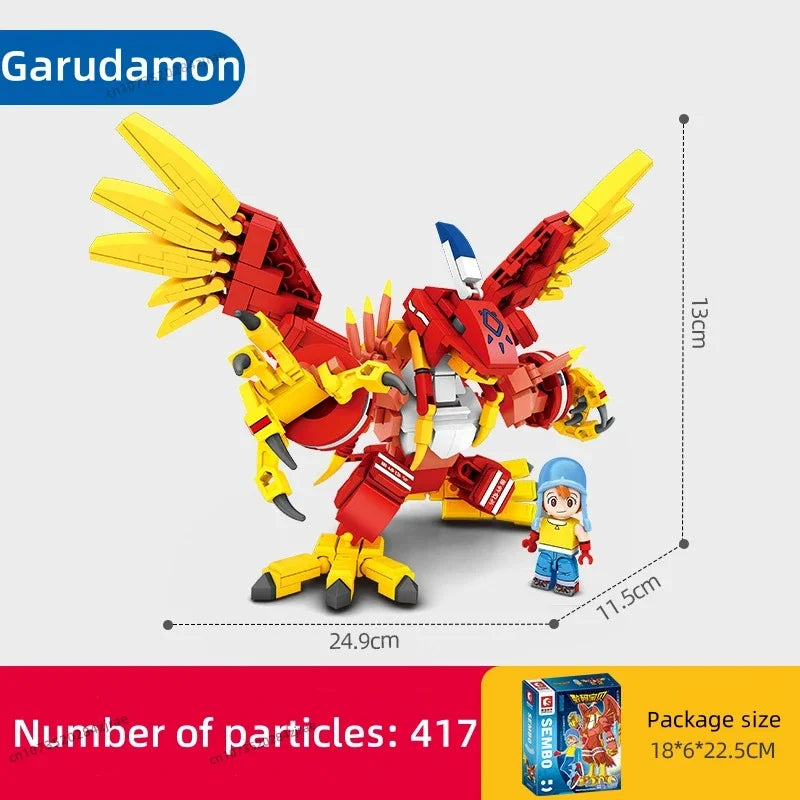 SEMBO BLOCK Digimon Adventure Anime Block Action Doll Model Garudamon Metal Greymon Children's Model Puzzle Toy Birthday Gift