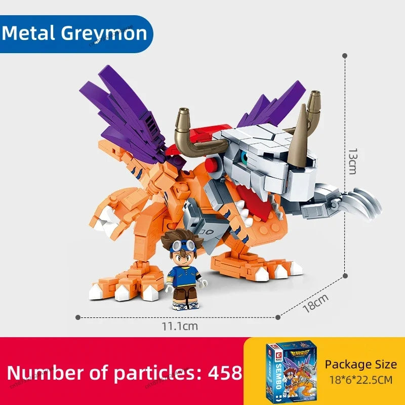 SEMBO BLOCK Digimon Adventure Anime Block Action Doll Model Garudamon Metal Greymon Children's Model Puzzle Toy Birthday Gift