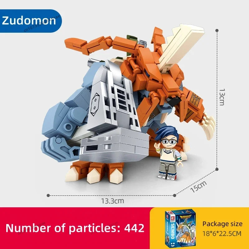 SEMBO BLOCK Digimon Adventure Anime Block Action Doll Model Garudamon Metal Greymon Children's Model Puzzle Toy Birthday Gift