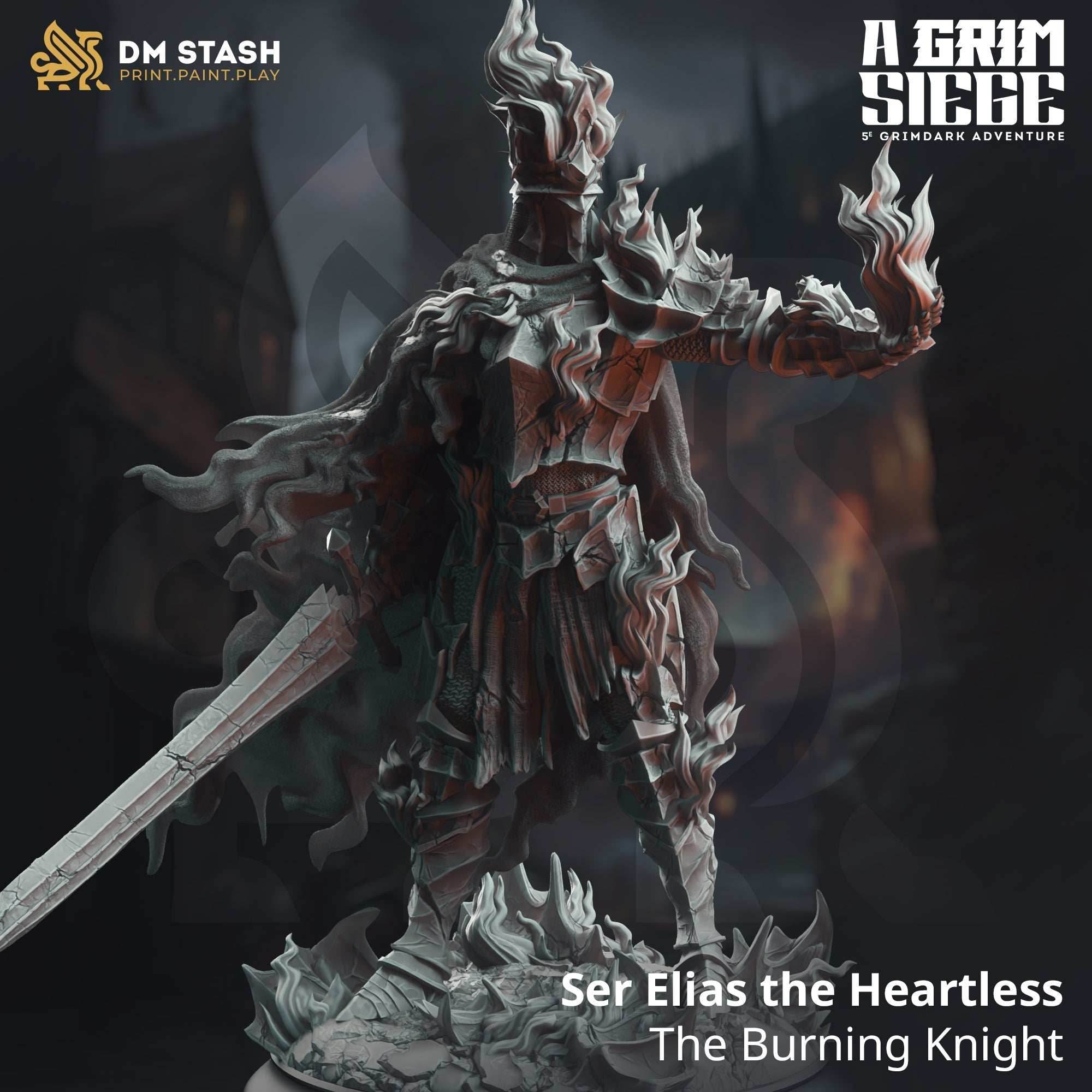 Ser Elias the Heartless, The Burning Knight (Male Human Cursed Paladin) - 32mm Scale