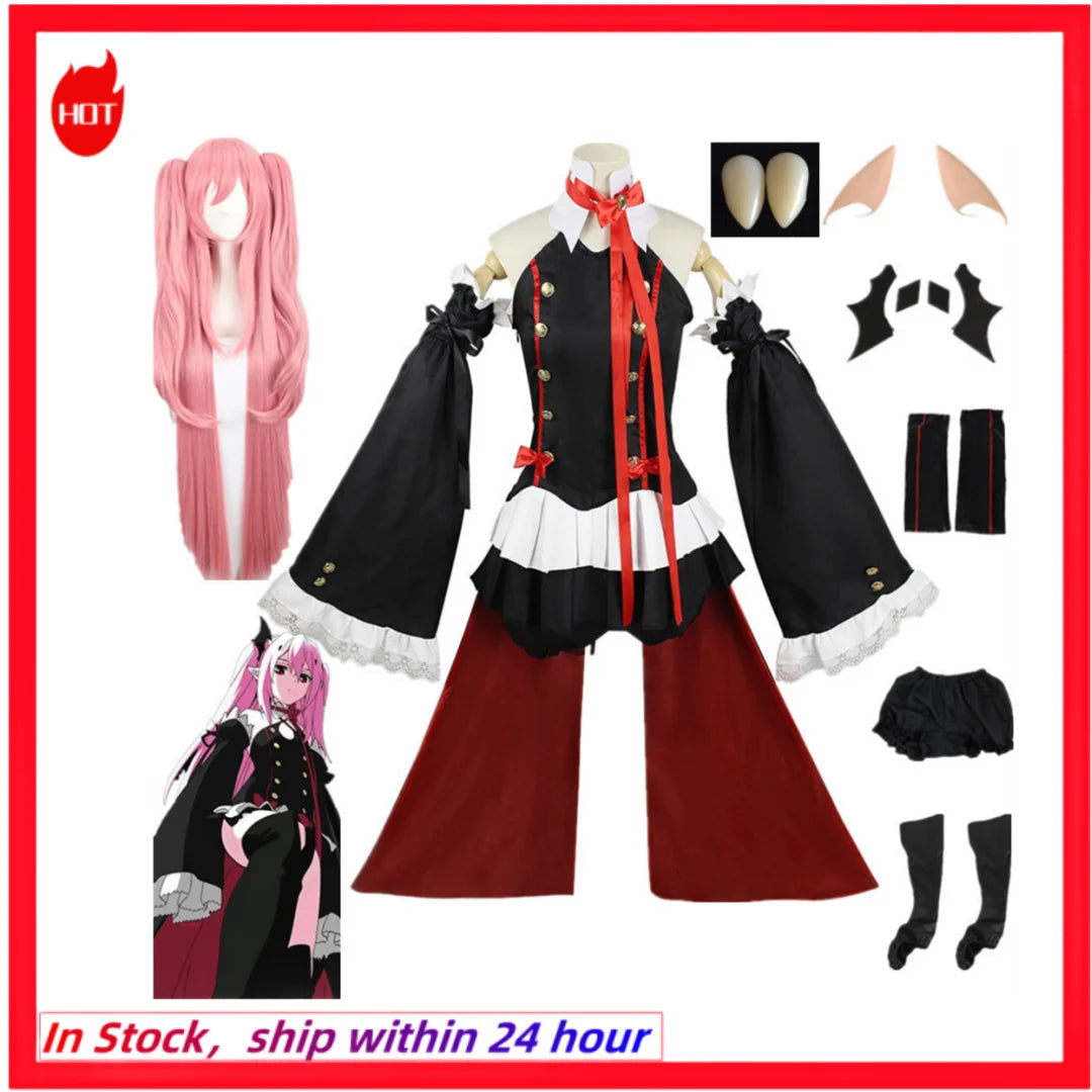 Seraph Of The End Krul Tepes Cosplay Costume Uniform Anime Owari no Seraph Witch Vampire Curl tepes Clothes For Women