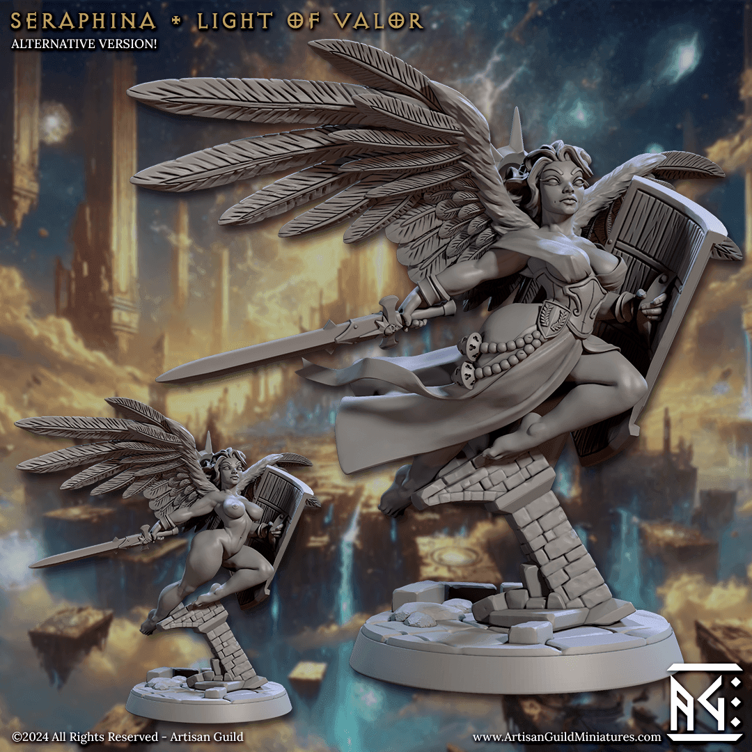 Seraphina, Light of Valor (Female Angel Fighter) - With Dress