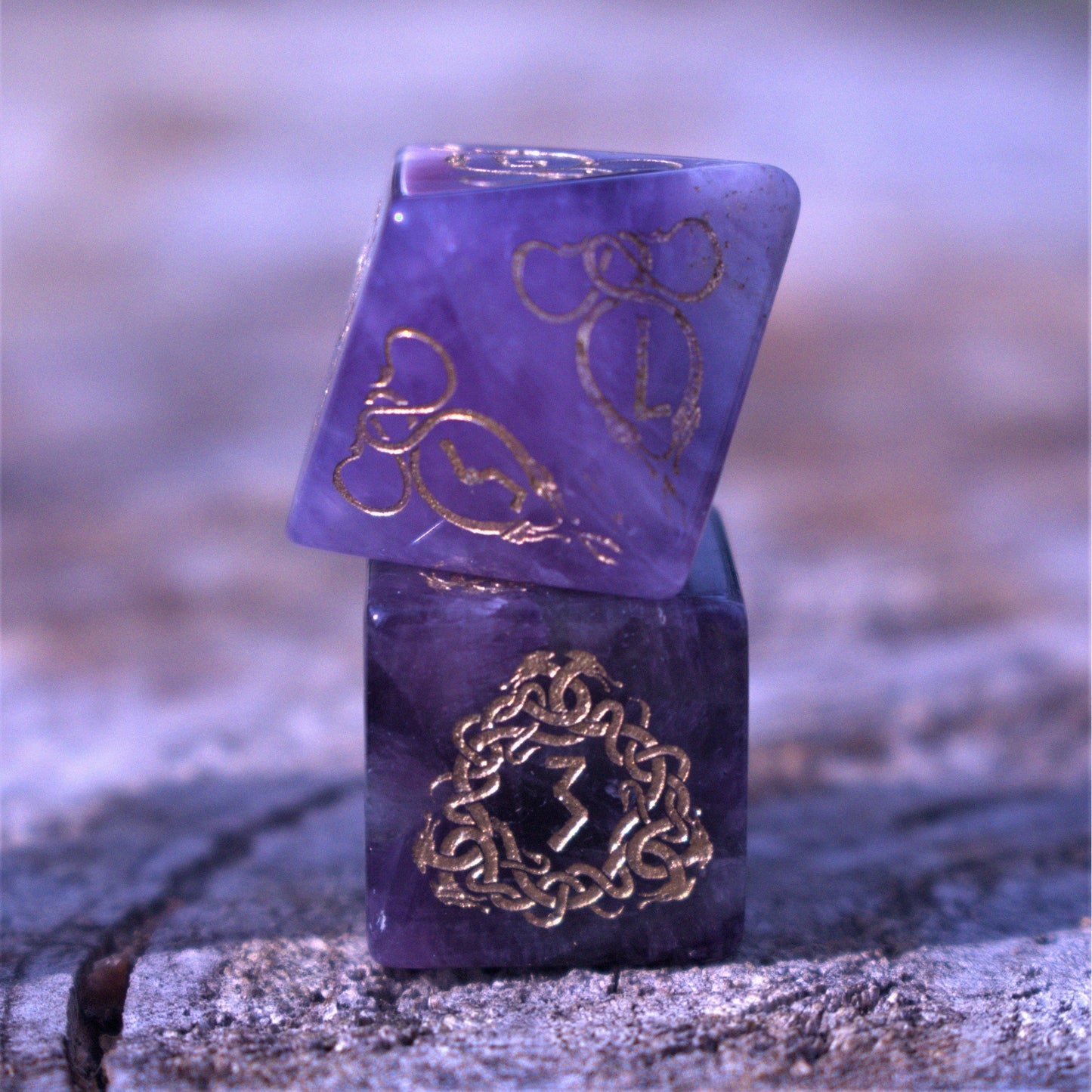 Serpent of Midgard Amethyst Dice Set