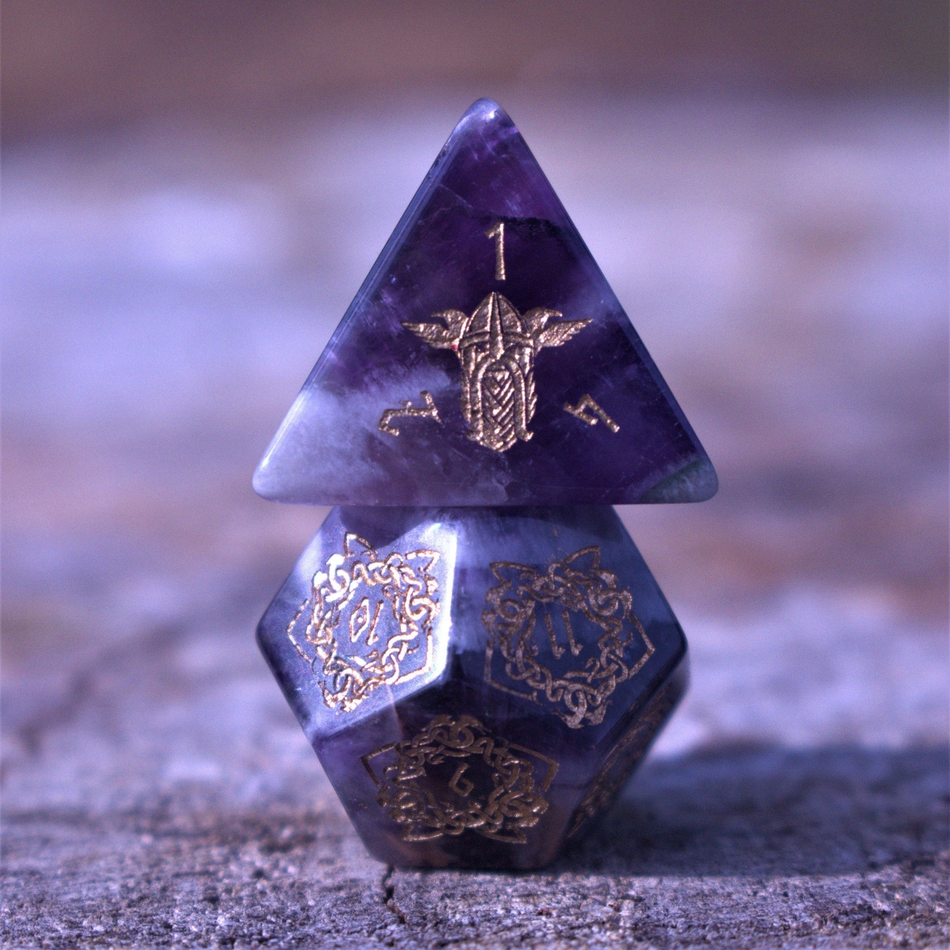 Serpent of Midgard Amethyst Dice Set