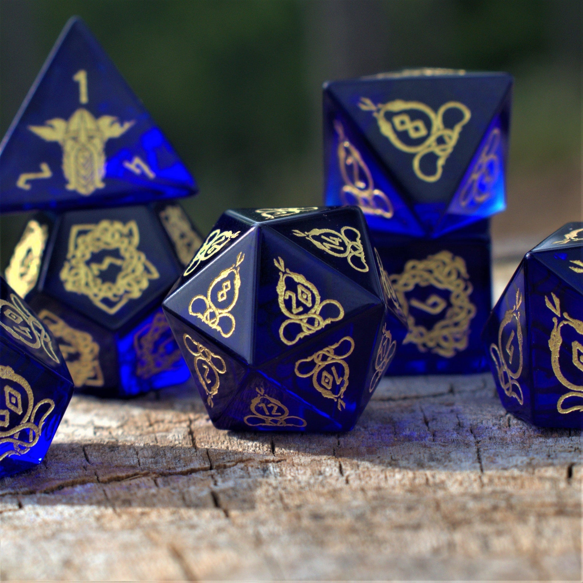 Serpent of Midgard Blue Glass Dice Set