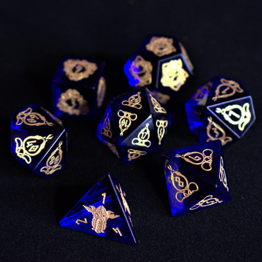 Serpent of Midgard Blue Glass Dice Set